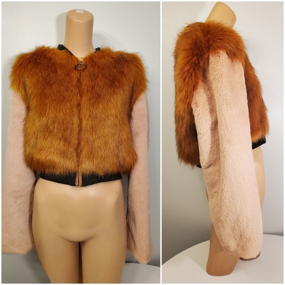 💖2x Host Pick💖 NWT SHACI Blue 2 tone Faux Fur Jacket